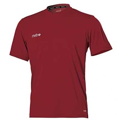 Abbildung von Mitre Camero Kurzarm Fußballtrikot für Kinder, Jersey, athletische Teamkleidung, atmungsaktives Fitness Top, Kastanienbraun, Kindergröße S (5 bis 7 Jahre, 128 cm)