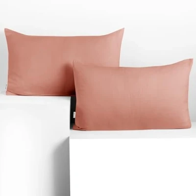 Abbildung von DecoKing 2 Kissenbezüge 50x60 cm Jersey Baumwolle Reißverschluss Lachs Amber