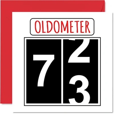 Abbildung von Lustige Karten zum 73. Geburtstag für Männer und Frauen Oldometer Glückwunschkarte Vater Mutter Urgroßvater Opa Kindermädchen Oma 145mm Grußkarten Karte