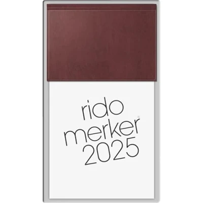 Abbildung von rido/idé Vormerkbuch Modell Merker (2025), 1 Seite = Tag, 108 x 201 mm, 736 Seiten, Miradur Einband, dunkelrot