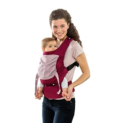 Abbildung von AMAZONAS Ergonomische Babytrage Smart Carrier mit Kapuze für Neugeborene &amp; Kleinkinder Mitwachsend ab 0 3 Jahre bis 15 kg 100% Baumwolle Bordeaux