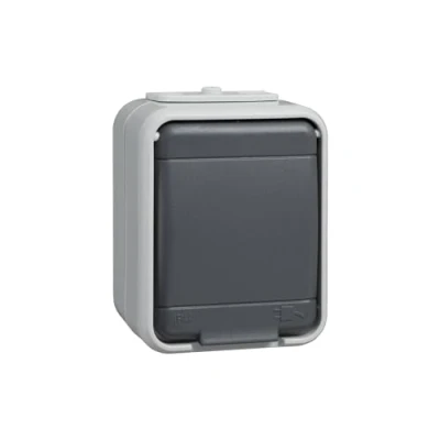 Abbildung von Schneider Electric Elso 445009 Steckdose Klappdeckel 16A AquaTop Steckklemme, Schutzkontaktsteckdose, Licht/basaltgrau