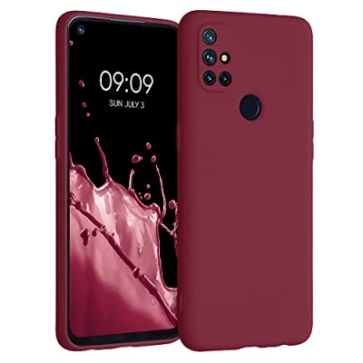 Abbildung von kwmobile Hülle kompatibel mit OnePlus Nord N10 5G weiches TPU Silikon Case Cover geeignet für kabelloses Laden Tawny Red
