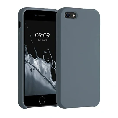Abbildung von kwmobile Hülle kompatibel mit Apple iPhone SE (1.Gen 2016) / 5 5S Silikon Handy Case Handyhülle weiche Oberfläche kabelloses Laden Dunkler Schiefer