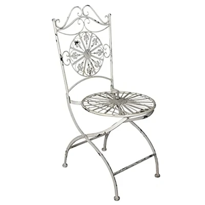 Abbildung von Nostalgie Stuhl Shabby Chic Eisen Gartenstuhl Weiss Eisenstuhl Klappstuhl aja036 Palazzo Exklusiv