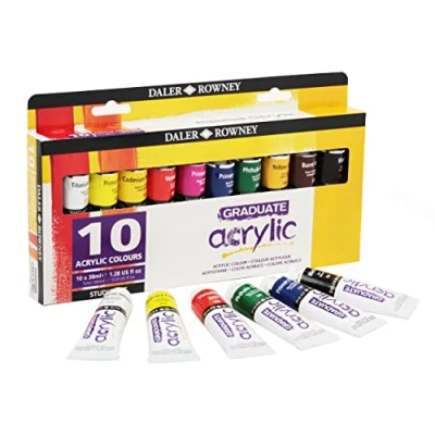 Abbildung von Daler Rowney GRADUATE Acrylic, Acrylfarbe in Studenten Qualität, Selection Set mit 10 x 38 ml, multi