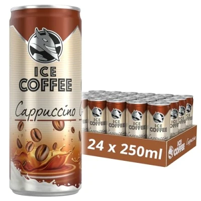 Abbildung von HELL Ice Coffee Cappuccino 24 x 250 ml Dosen Multipack 40 mg/100 Koffein enthält echte Arabica &amp; Robusta Kaffeebohnenextrakte 75% UHT Milch Konservierungsstofffrei Eiskaffee