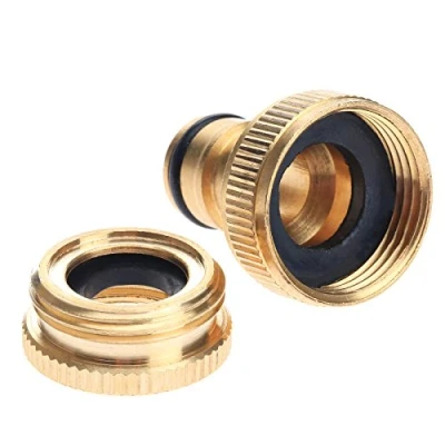Abbildung von DRELD Messing Wasserhahnverbinder Gartenschlauch Verbinder Set Wasserhahn Adapter Schlauchanschluss 1/2 Zoll auf 3/4 für Waschmaschine
