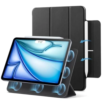 Abbildung von ESR für iPad Air 11 Zoll 2024 Hülle M2, 6/5/4 2022/2020 10,9 Zoll, Starke Magnetbefestigung, Trifold Ständerhülle, unterstützt Pencil Pro/USB C, automatisches Ruhen/Wecken, Schwarz