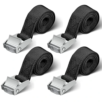 Abbildung von Spanngurte Kurz 4 Stück 250kg 1m,2m Spanngurt Schwarz Zurrgurte Motorrad Zurrgurt für Fahrradträger Extrem robuste (2m * 4Pcs)