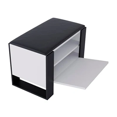 Abbildung von MRBLS Schuhschrank mit Sitzbank Modernes Design &amp; Robuste Qualität Schuhregal Geschlossen Schuhbank Garderobenbank Sitzfläche Sitzpolster erhältlich in 6 Farben (Weiß Matt Schwarz Matt)