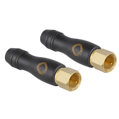 Abbildung von Oehlbach Transmission Shift SX2 koaxial F Stecker IEC (m/m) (Satelliten Steckverbinder, Adapter, schraubbar) vergoldet für TV/Radio Anschluss 2 Stück