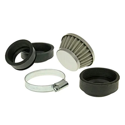 Abbildung von VANEZ Sportluftfilter Shorty 44 54mm Anschluss chrom kompatibel für Roller, Moped, Mofa, Kart, Quad