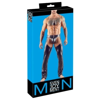Abbildung von Chaps plus String aus Lederimitat