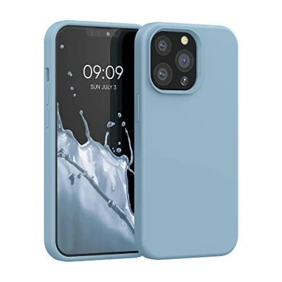 Abbildung von kwmobile Hülle kompatibel mit Apple iPhone 13 Pro Silikon Handy Case Handyhülle weiche Oberfläche kabelloses Laden Antique Stone