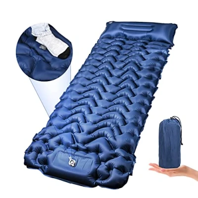 Abbildung von Owelth Selbstaufblasend Isomatte Outdoor, Verdickte Luftmatratze Camping mit Kissen, Faltbare Ultraleicht Schlafmatte Kleines Packmass, Aufblasbare Schlafunterlage für Wandern Reisen Strand