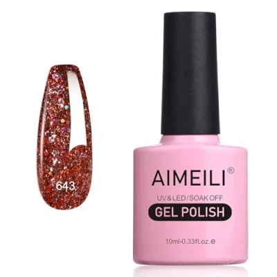 Abbildung von AIMEILI Glitzer Gel Nagellack UV LED Soak Off Mit Glitzerpartikel Sparkle Nail Polish Luminous 10ml 643