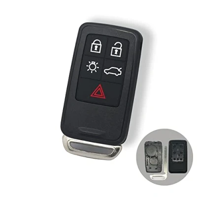 Abbildung von BROVACS Ersatz Schlüsselgehäuse + ungeschnittener Rohling Notfall Einsatzschlüssel, kompatibel mit Volvo 5 Tasten Smart Schlüssel für schlüssellosen Zugang PG789A