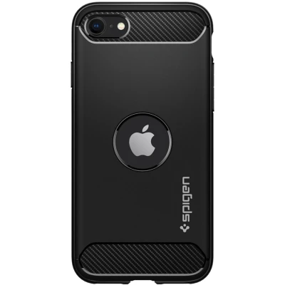 Abbildung von Apple iPhone SE (2020) Hülle Silikon Spigen Soft Case/Backcover Handyhülle Schwarz Shockproof/Stoßfest
