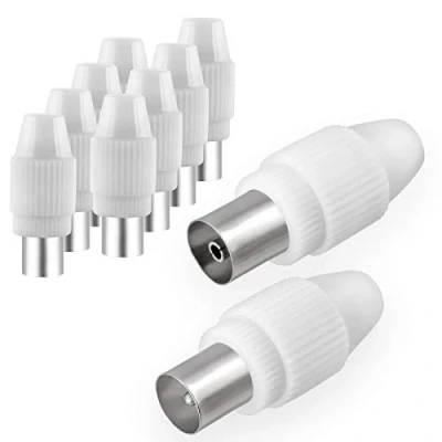 Abbildung von Antennenstecker Set 5x Stecker &amp; Buchse für Kabelfensehen DVB C Radio und T2 TV Antennen IEC (männlich weiblich) Koaxial Antennenkabel Kupplung Kabel BK Anlagen HQ 4K UHD von HB DIGITAL