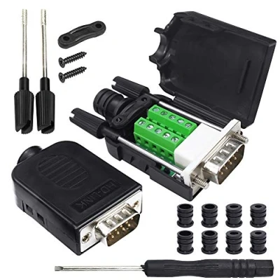 Abbildung von InduSKY 2 Stück DB9 Adapter Lötfreier Breakout Board Stecker RS232 D SUB Seriell zu Klemmenblock Connector 9P Männlich mit Gehäuse