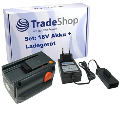 Abbildung von Trade Shop 2in1 Set: Li Ion Akku 18V / 4000mAh + Schnell Ladegerät kompatibel mit Gardena 8835, 8835 U, 20, 08835 00.701.00