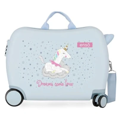 Abbildung von Enso Dreams Come True Blue Kinderkoffer 50 x 38 20 cm starres ABS seitliches Zahlenschloss 34 l 1,8 kg 4 Rollen Handgepäck
