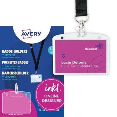 Abbildung von Avery Namensschilder Taschen mit Textilband