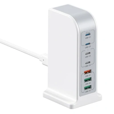 Abbildung von USB ladegerät mehrfach 180W, 7 Port Adapter Mit【4 C+ 3 A】, c ladestation Schnellladegerät,USB Charger multiport für MacBook Pro/iPad, iPhone 15 14 13 12 Pro Max, Samsung S24 Ultra, Google