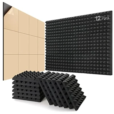 Abbildung von Akustikschaumstoff Selbstklebend, 12 Stück Schallabsorber, 30 X 5cm, Schalldämmung, Schallschutz, Acoustic Panel für Gaming Deko, Podcast, Studio, Akustikplatten