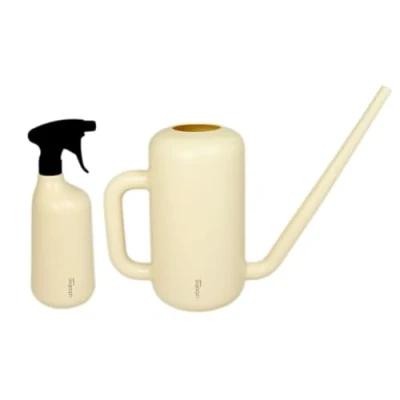 Abbildung von MePla Set Gießkanne Pilea 3,8L + Sprüher 1,0L Elfenbein, wetterfest aus UV beständigem Kunststoff