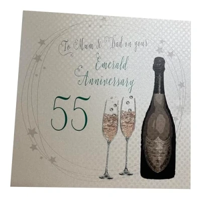 Abbildung von WHITE COTTON CARDS A55M Glückwunschkarte zum 55. Hochzeitstag, Aufschrift To My Mum and Dad On Your Emerald Anniversary