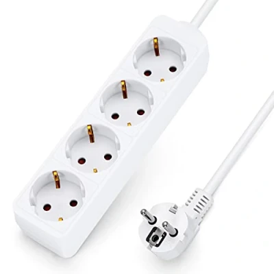 Abbildung von Aigostar Steckdosenleiste 4 fach Tischsteckdose Kindersicherung 3m Kabel, Weiß