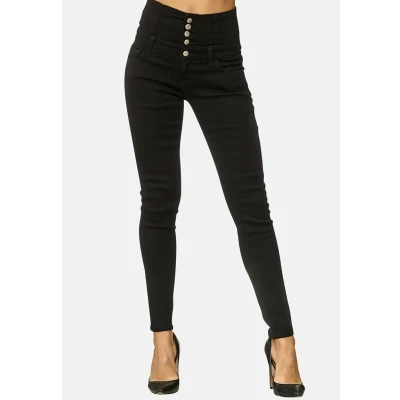 Abbildung von Elara Damen Jeans Stretch Skinny High Waist Chunkyrayan EL60 Schwarz 36 (S)