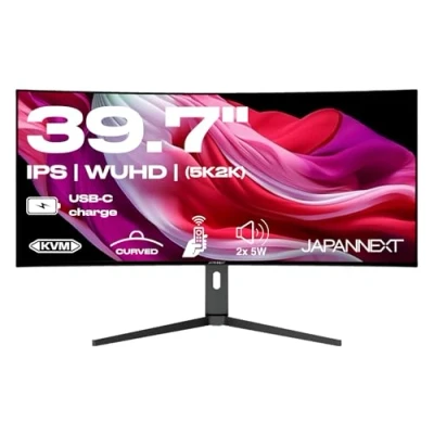 Abbildung von JapanNext PC Monitor Curved mit eingebautem USB C Ladegerät (65W) IPS Panel 39,7 Zoll 5K2K WUHD 21:9 5120x2160 1xHDMI 1xDP 60hz 5ms Anti Blaulichtfilter JN 5X40