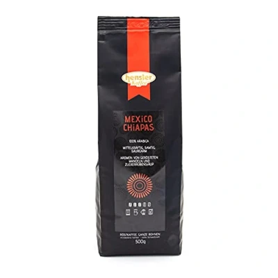 Abbildung von Hensler Kaffee Mexiko SHG Chiapas, 100% Arabica Kaffeebohnen, für Vollautomaten und Filtermaschine geeignet, milde Kaffeespezialität