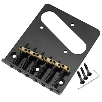 Abbildung von Musiclily Pro 54mm Moderne Telecaster Steg Bridge Barrel Messing 6 Saitenreiter für Tele Style E Gitarre, Schwarz