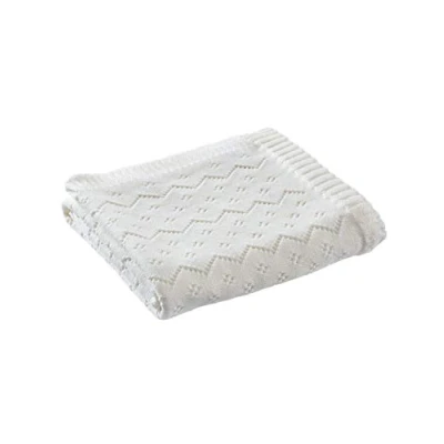 Abbildung von Bio Babydecke Ajour Strick 100% Baumwolle (kbA) GOTS zertifiziert, Elfenbein, 80 x 95 cm