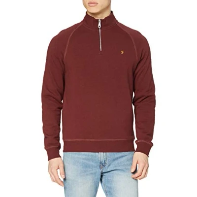 Abbildung von Farah Herren Jim 1/4 Zip Sweatshirt, Red, Medium