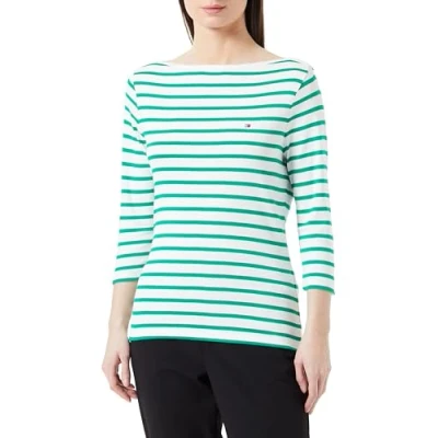 Abbildung von Tommy Hilfiger NEW CODY SLIM Langarmshirt, Damen, Größe: 3XL, Ecru/olympic green