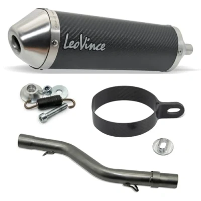 Abbildung von Endschalldämpfer LeoVince SLIP ON X FIGHT, Carbon, Edelstahl Kappe, mit Zulassung für Beta Enduro/Motard