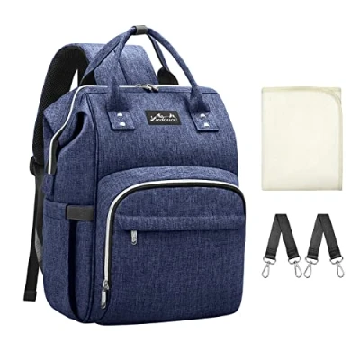 Abbildung von Viedouce Baby Wickelrucksack Wickeltasche Babytasche,Wasserdicht Oxford Große Kapazität für ausgehen,Multifunktional zum Rucksack mit 1 Stück Wickelauflage und 2 Kinderwagengurten, Blau