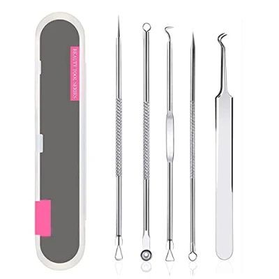 Abbildung von lumcov Mitesserentferner Komedonenquetscher Set,Blackhead Remover mit Box,Comedone Extractor Akne Mitesser,aus Edelstahl Whiteheads Mitesser Entferner Kit