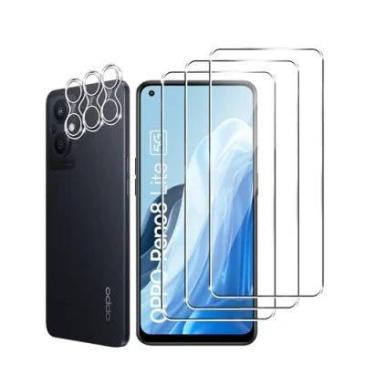 Abbildung von Zicurz 3+3 Stück Schutzglas für Oppo Reno8 Lite 5G, Panzer Schutz Glas, 3 Schutzfolie und Kamera Schutzglas, HD Displayschutz, Blasenfrei, 5G