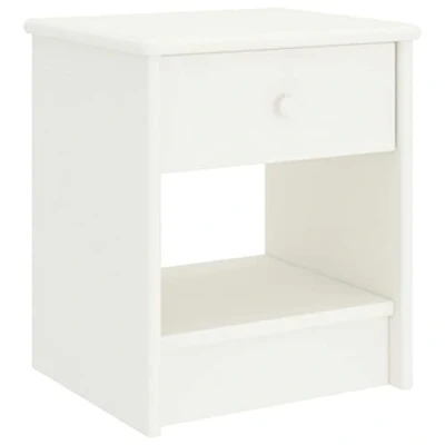 Abbildung von vidaXL Kiefernholz Massiv Nachttisch 1 Schublade Nachtschrank Nachtkonsole Nachtkommode Schlafzimmer Kommode Schrank Weiß 35x30x40cm
