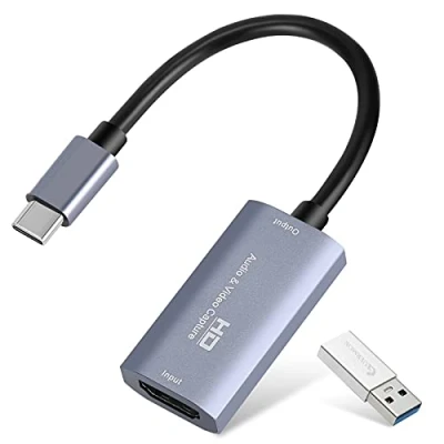 Abbildung von Videoaufnahmekarte, USB 3.0 HDMI auf C Audio Capture Card, 4K 1080P60 mit Typ Adaptergeräten für Gaming Live Streaming Video Recorder, kompatibel Windows Mac OS System usw