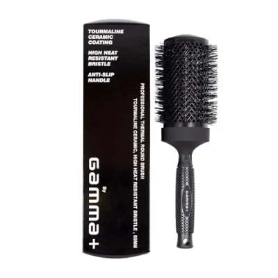 Abbildung von Gamma+ Professionelle Thermo Haarbürste aus Turmalin Keramik, rutschfester Griff, leicht, Durchmesser (65 mm)