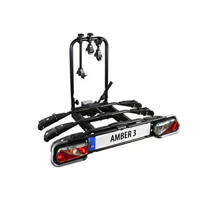 Abbildung von EUFAB 11555 Fahrradträger AMBER 3, E Bike geeignet, teilweise vormontiert, Diebstahlschutz, für 3 Fahrräder, Anhängerkupplung, ca. 102 x 74 72 cm, Schwarz
