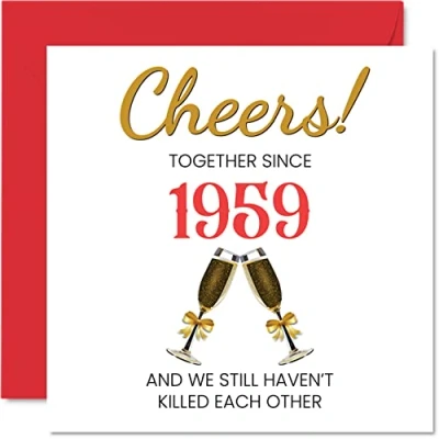 Abbildung von Stuff4 Lustige Karte zum 64. Jahrestag für Ehemann und Ehefrau zusammen seit 1959 Glückwunschkarten Hochzeitstag den Partner, 145 mm große Grußkarten vierundsechzigste Jahrestage