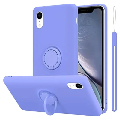 Abbildung von Cadorabo Hülle kompatibel mit Apple iPhone XR Schutzhülle TPU Silikon Case Liquid Design Ring Slim Kratzfest Liquidsilikon Microfaser Rundumschutz für in Lila